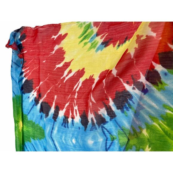 Tie-Dye Spiral Pattern Sheer Scarf Hippie Sunglasses Rainbow Peace Sign Earring - Picture 4 of 5